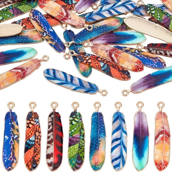 Other - 32Pcs Feather Charms, 8 Colors 1.5 inch Enamel Feather Pendants Native American